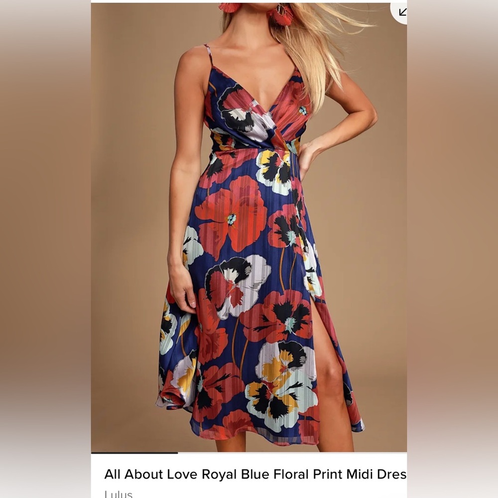 Lulus Floral V-Neck Midi Dress